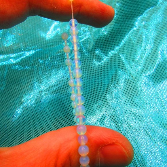 Opalite 4mm Round 7" Stretchy Gemstone Bracelet - Picture 3 of 3